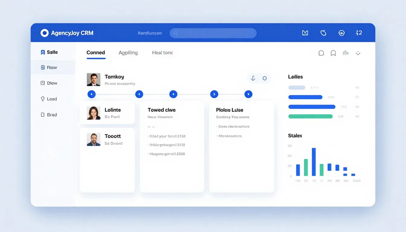 AgencyJoy CRM dashboard showing lead management interface